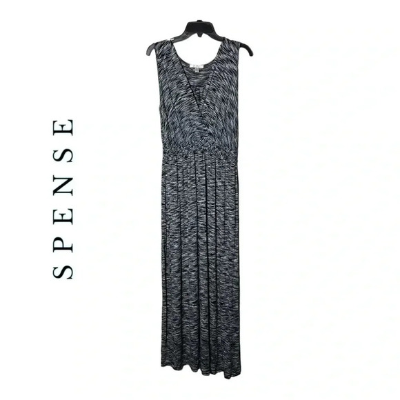 1873. SPENSE SLEEVELESS MAXI‎ LENGTH DRESS SIZE LARGE BLACK/WHITE MARBLE PATTERN - Picture 1 of 9